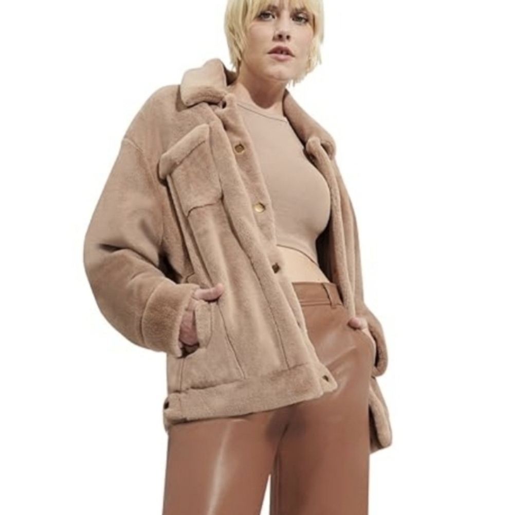 UGG Women's Tan Teddy Oversized Jacket Sz Small